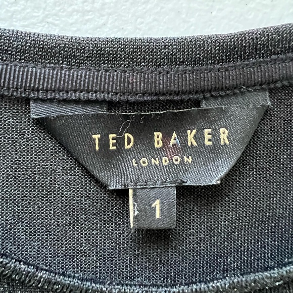 Ted Baker London Blouse Asymmetric Black Shimmer Sparkle Womens Size 1 - Picture 11 of 12